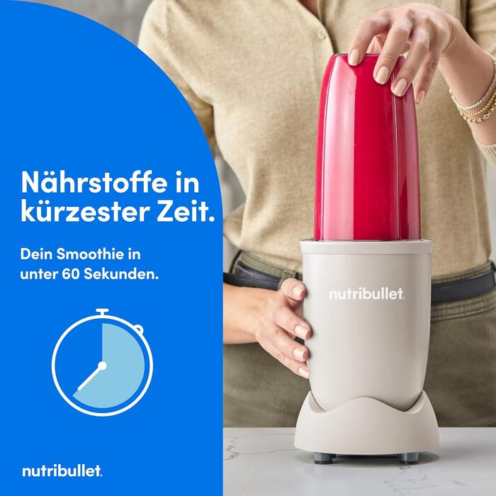 Nutribullet Pro 900 Блендер для смузі та коктейлів, 900 Вт, сірий (NB904MASN) - професійний міксер для фруктів та овочів