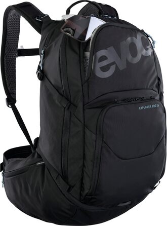Рюкзак EVOC EXPLORER PRO 26л чорний – комфортний міський та туристичний рюкзак з системою вентиляції AIR FLOW CONTACT, гнучким поясом AIRO FLEX, відділенням для питної системи та дощовиком, преміум-якість