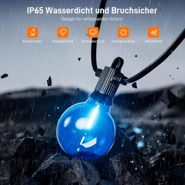 LED гірлянда Kawaya для вулиці 7.6м, 12 кольорових лампочок, IP65, для саду, балкону, вечірок