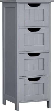 Шафка для ванної кімнати VASAGLE з 4 висувними ящиками, 30 x 30 x 82 см, білий колір, для ванної, вітальні, кухні, їдальні