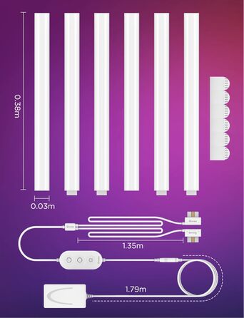 Настінні LED-світильники Govee Glide RGBIC, розумні світлодіодні панелі з підтримкою Alexa та Google Assistant, багатокольорові світлодіодні лінійки для геймінгу та стрімінгу, комплект 6 шт.