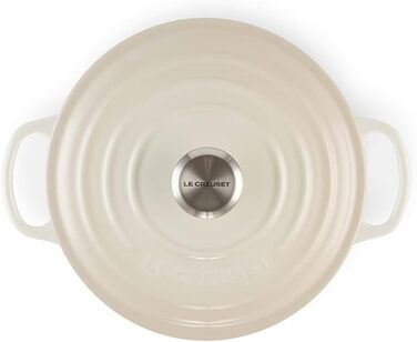 Чавунна каструля-брятер Le Creuset Signature з кришкою, кругла, 20 см, 2,4 л, для всіх типів плит та індукції, колір Meringue