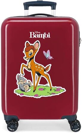 Дитяча валіза Disney Bambi, червона, 55×38×20 см, жорсткий пластик, 34 л, 2 кг, 4 колеса, кодовий замок