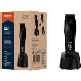 Машинка для стрижки GRUNDIG MGK 9030 ProClub, сенсор для бороди, вологе та сухе використання, літій-іонний акумулятор, титанове лезо, чорний/червоний