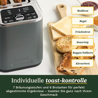 Тостер Cuisinart Smart Elite на 2 тости | Довгі слоти для хліба, пам'ять налаштувань, підйом тостів, режим для булок, розморожування + Boost
