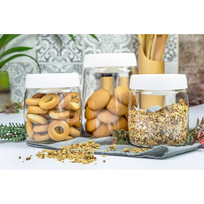 Sendez 3 вакуумних скляних контейнера з помпою для зберігання продуктів