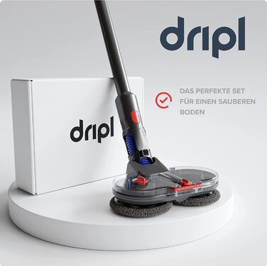 Електрична насадка для вологого прибирання Dripl для пилососів Dyson V7/V8/V10/V11/V15/Gen5 з від'ємним резервуаром для води, 6 багаторазових мопів і 1 контейнером для заповнення