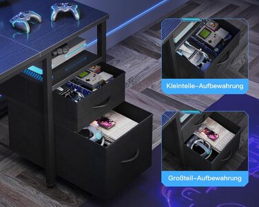 Кутовий письмовий стіл Coleshome з 2 шухлядами та полицею, 140x80 см, з розеткою, чорний. Ігровий стіл для дому та офісу