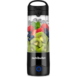 Портативний блендер Nutribullet 475 мл, BPA-free Tritan, міні-міксер з 4-лезовим ножем з нержавіючої сталі, USB-C зарядка, багаторазове використання, чорний