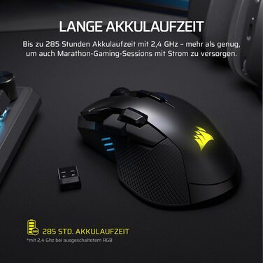 Бездротова ігрова миша Corsair IRONCLAW Wireless SE (2026) чорна: 26,000 DPI, ергономічний дизайн для великих долонь, 10 програмованих кнопок, для MOBA, FPS, MMO