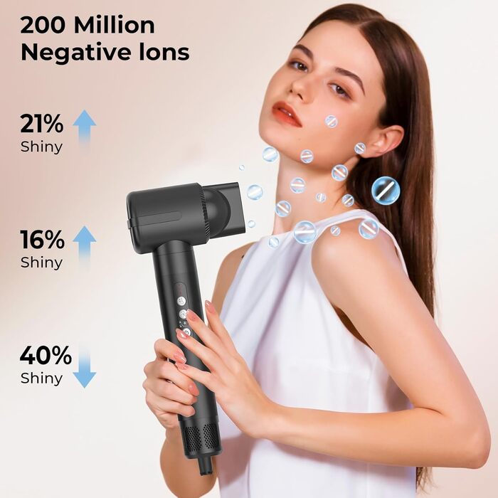 UKLISS Airstyler Pro 7 в 1: Фен-щітка з дифузором, 1400 Вт, професійний стайлер для сушіння, завивки та випрямлення волосся, чорно-золотий