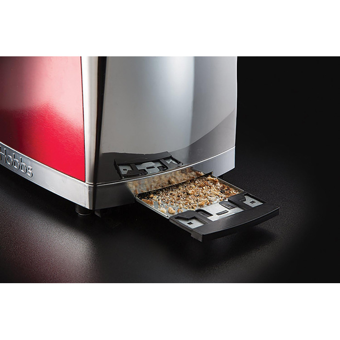 Тостер Russell Hobbs Luna Edelstahl Red для 2 скибок хліба з широким прорізом, з підставкою для булочок, 6 режимів підсмажування, розморожування та підігрів - 23250-56