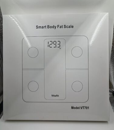 Ваги для вимірювання жирової маси тіла Vitafit з Bluetooth та додатком, 180 кг, чорні, аналізатор складу тіла, індекс маси тіла, м'язова маса