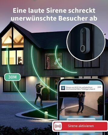 Відеодомофон Arlo 2K HD з камерою та дзвінком, бездротовий Wi-Fi, датчик руху, двосторонній аудіозв'язок, нічне бачення, сумісний з Alexa, сигналізація, тестовий період Secure Plan