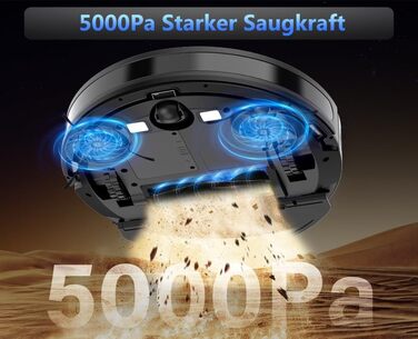 Робот-пилосос 2-в-1 з функцією миття підлоги Tikom G8000 Max, 5000Pa, самостійна зарядка, Wi-Fi, 150 хв, для тварин, килимів, твердих підлог, чорний