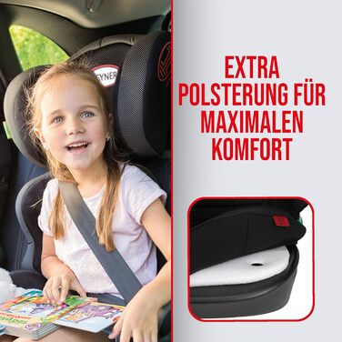Автокрісло Heyner Kids i-Size складне, для дітей 3,5-12 років (100-150 см), чорне - з Isofix та без