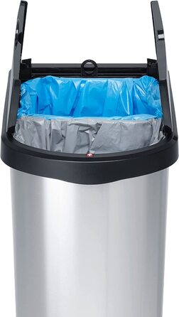 Смітник Rotho Paso Duo 50 л для сортування сміття з кришкою та педаллю, пластик BPA-free, сріблястий металік, на 2 пакети