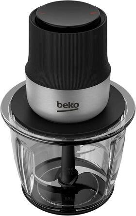 Подрібнювач Beko CHG81442BX 400 Вт, 2 леза з нержавіючої сталі, скляна чаша 1 л, 2 швидкості, нековзка основа, чорний