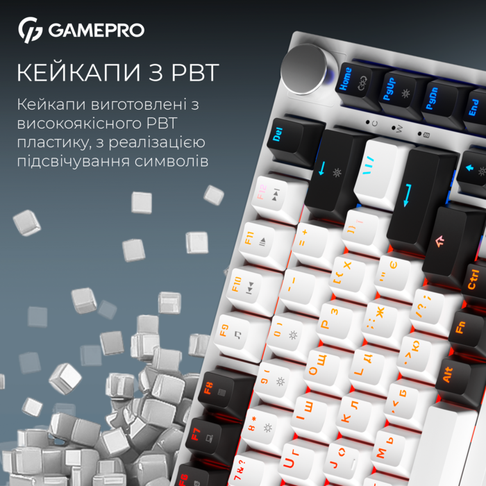 Бездротова механічна клавіатура GamePro Asgard Valhalla (MK160W Pro) 75% QLAB orange switches