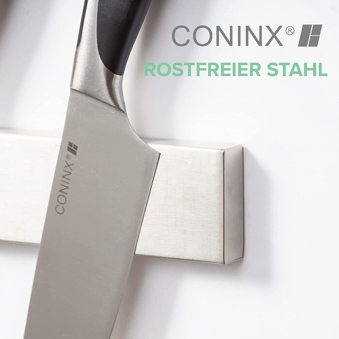 Магнітна смуга Coninx для ножів 40 см з високою вантажопідйомністю, магнітний тримач із нержавіючої сталі для кухонних ножів 1400 Гаус, легкий монтаж без свердління, округлені кути