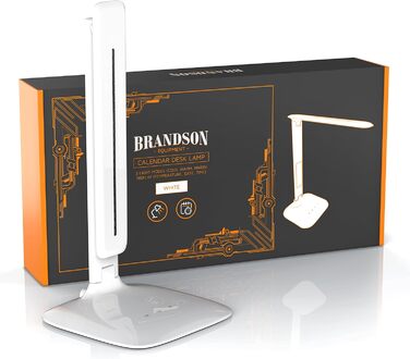 Настільна LED лампа Brandson з регулюванням яскравості, 3 режими світла (холодний, теплий, нейтральний), захистом для очей, таймером, термометром і календарем