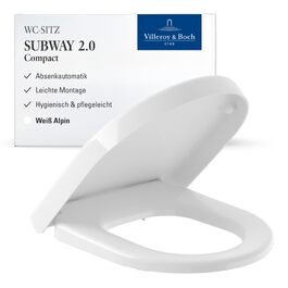 Сидіння для унітазу Villeroy & Boch Subway 2.0 Compact D-Form, білий альпійський глянцевий, з мікроліфтом, Duroplast, 9M68S101