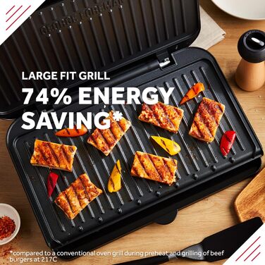 Електричний гриль George Foreman 25820, універсальна антипригарна плита, тостер, швидкий нагрів, чорний, великий