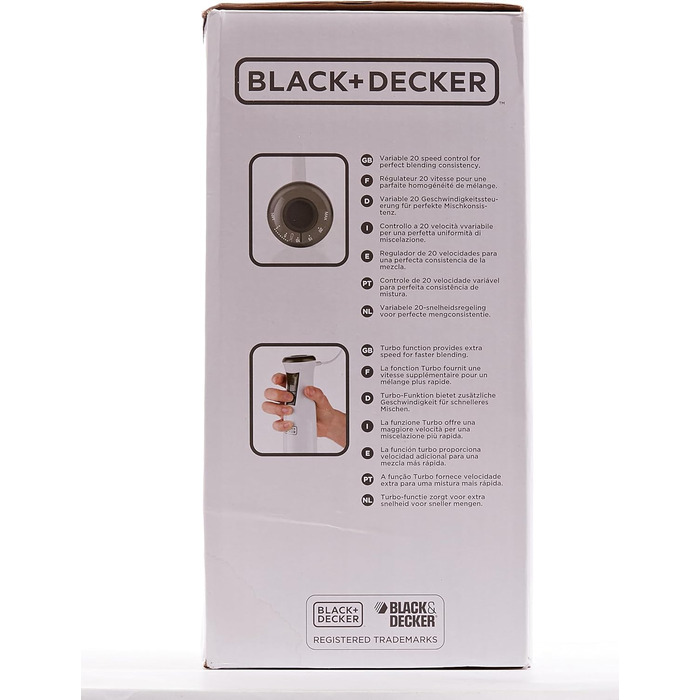 Занурювальний блендер Black+Decker, 600 Вт, 3 насадки