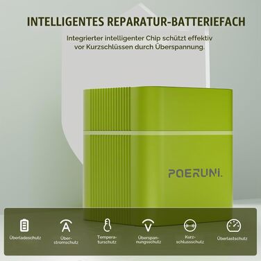 Набір акумуляторів POERUNI AAA 1.5V (12 шт) з USB-C зарядним пристроєм, перезарядні батарейки з швидкою зарядкою, зелені