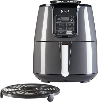 Аерофритюрниця Ninja AF100UK 3,8 л, 4-в-1, без олії, цифрова, антипригарна, для 2-4 порцій, чорна/сіра