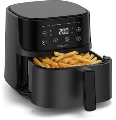 Аерофритюрниця Brabantia Airfryer XL 4 л, 1700 Вт, цифровий сенсорний дисплей, 8 програм, без PFAS, чорна, BBEK1134