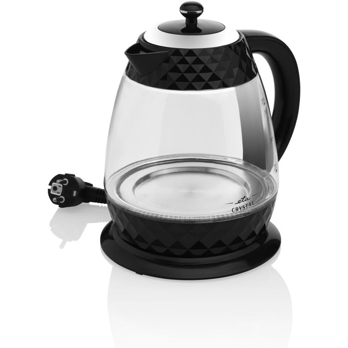 Електрочайник ETA Design Crystal 2200 Вт, 1,7 л, з фільтром від накипу, індикатором рівня води та LED-підсвіткою, знімна кришка
