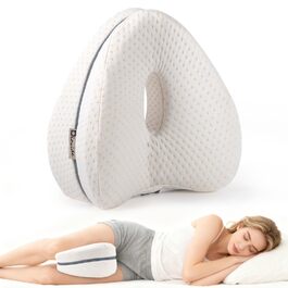 Подушка для ніг та стегон Dioxide для тих, хто спить на боці, з memory foam. Підтримка ніг, колін, стегон, спини та для вагітних. Білий колір.