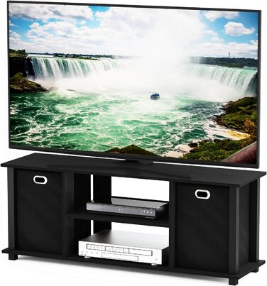 ТВ тумба Furinno Econ з 2 ящиками, чорна, дерево, 29.7x29.7x40.1 см