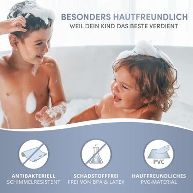 Дитячий килимок для ванни avakido® рифлений, антиковзний, 100% BPA-Free, з 2 гачками, водостійкий, машинне прання, дизайн 'Морські друзі'