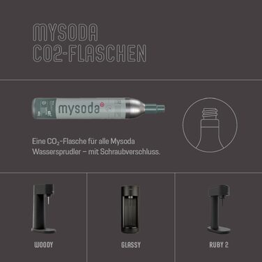 Сифон для газування води Mysoda Ruby 2, алюмінієвий корпус, пляшка 1 л, чорний (без циліндра CO2)
