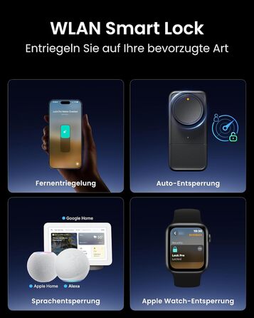 SwitchBot Smart Lock Pro: Розумний замок з акумулятором, Matter, WiFi, підтримка Apple Home, Alexa, Google Home, IFTTT, чорний
