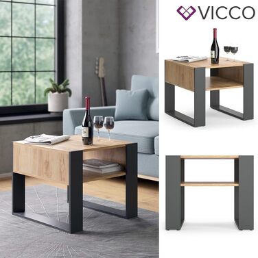 Журнальний стіл Vicco, антрацит/дуб золотий, 59x62 см
