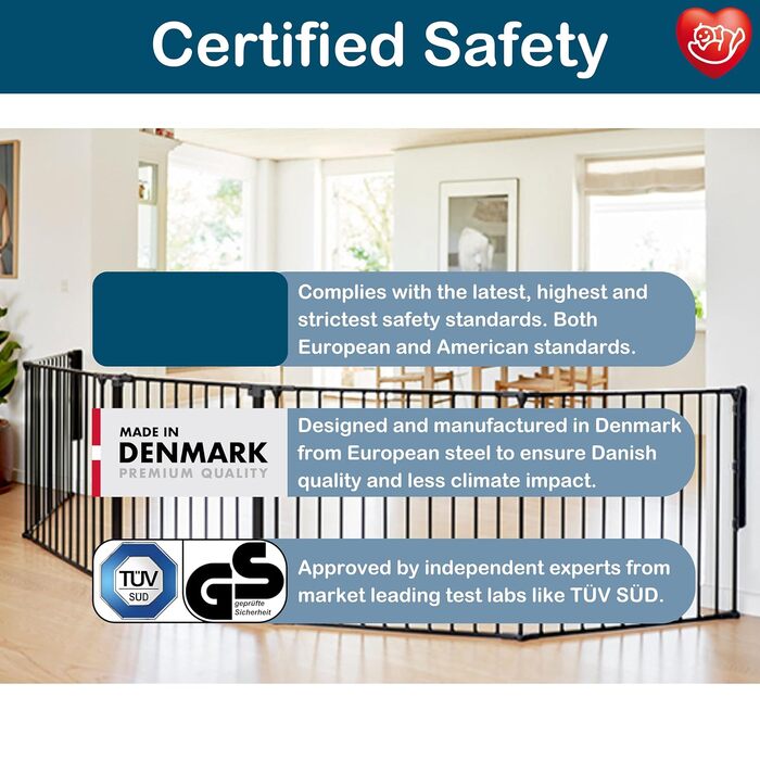 Захисний бар'єр BabyDan Flex L (90-350 см) - дитячий, для тварин, чорний. Made in Denmark
