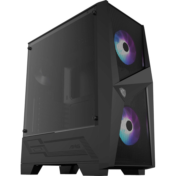 Корпус MSI MAG FORGE 100R Mid-Tower ATX, чорний, з RGB підсвіткою, 2x USB 3.1, 2x 120 мм A-RGB вентилятори, 1x 120 мм вентилятор