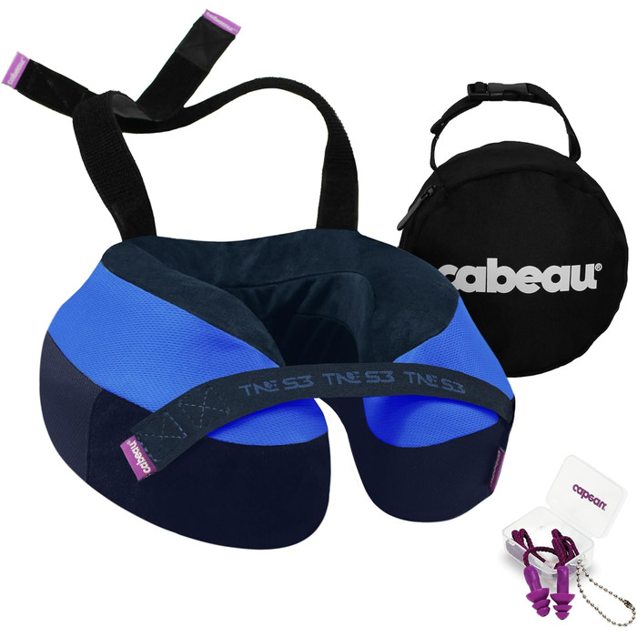 Подушка для шиї Cabeau Evolution TNE S3 Sydney з пам'яттю форми для подорожей, літака, дому, офісу та геймінгу, з ременем кріплення