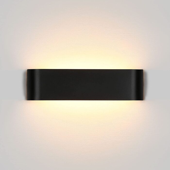 Світильник настінний LED Lightess 16W, чорний, сучасний, алюмінієвий, тепле біле світло, IP44, для вітальні, спальні, коридору