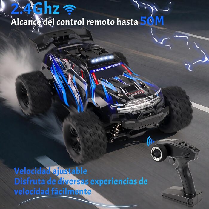 Радіокерований позашляховик 1:18 4WD, 40 км/год, 2.4 GHz, синій - для дітей та дорослих, з двома акумуляторами