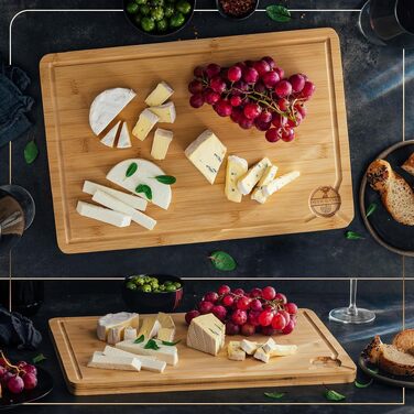 Набір кухонних дощок Deer & Oak з бамбука XXL та велика (43x30 & 38x25 см), попередньо оброблені олією, для м'яса та овочів
