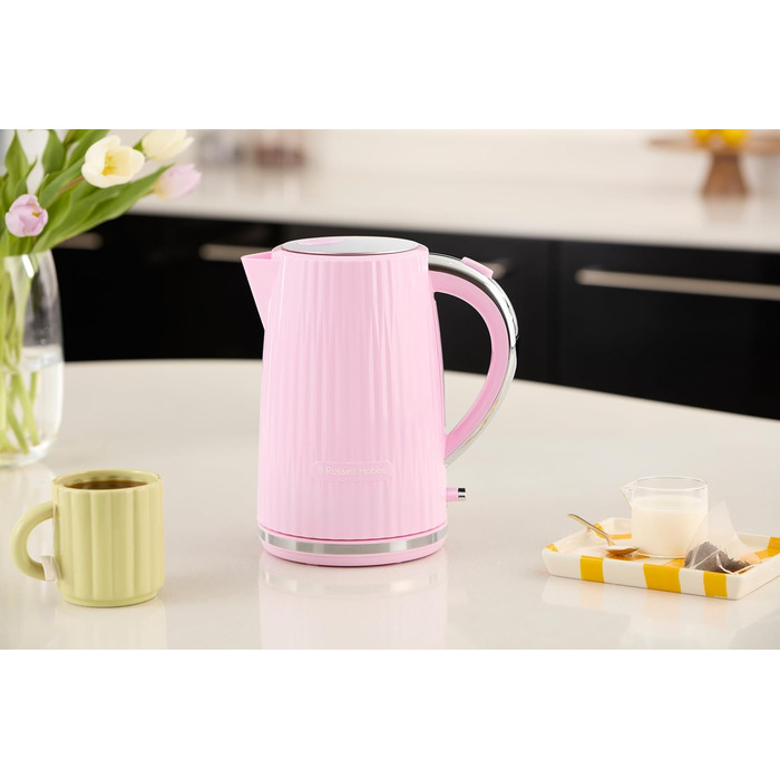 Електричний чайник Russell Hobbs Eden Raspberry 27362-70, 1.7 л, 2400 Вт, малиновий, зі сталевими акцентами та фільтром від накипу