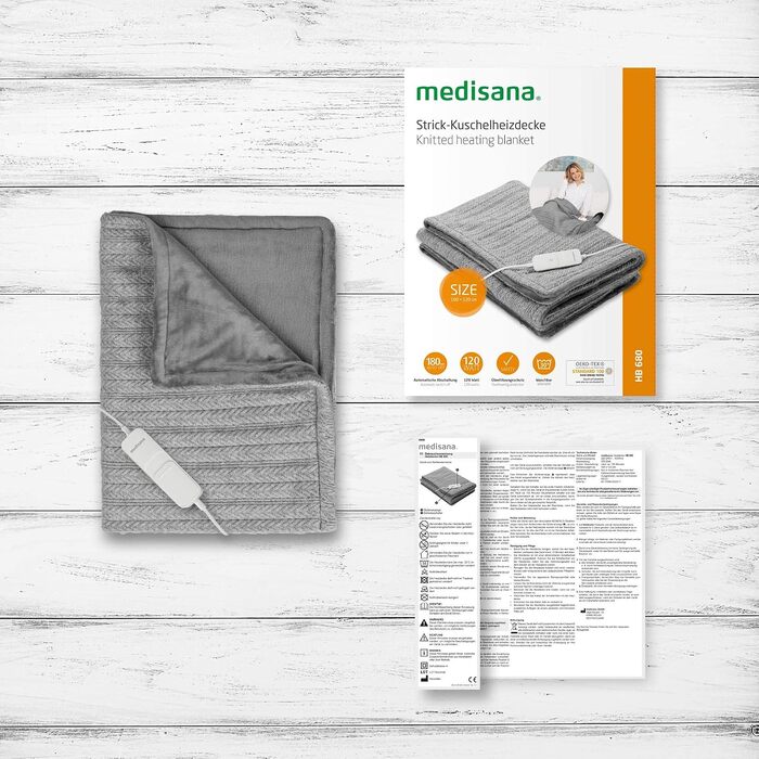 Електрична гріюча ковдра Medisana HB 680 з ефектом в'язки, миюча