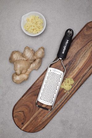 Терка Microplane для сиру, моркви, імбиру, кокоса та хріну, чорна, з нержавіючої сталі - Made in USA, груба