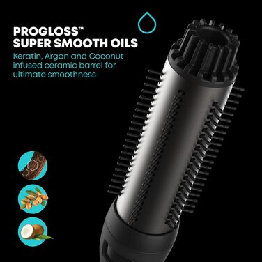 Плойка та щітка для завивки волосся Revamp Progloss Perfect Finish, керамічна з іонізацією, доглядові олії, 150°C-210°C, чорна, для об'єму та хвиль