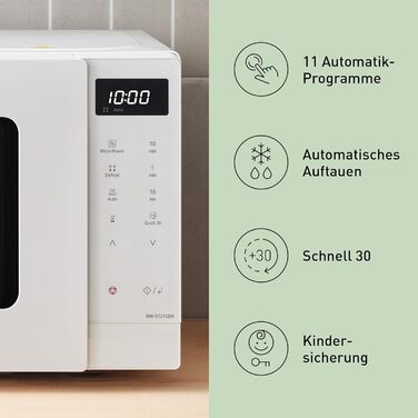 Мікрохвильова піч Panasonic NN-ST21QWEPG 20л, 800 Вт, біла - соло, з автоматичним розморожуванням та 11 програмами