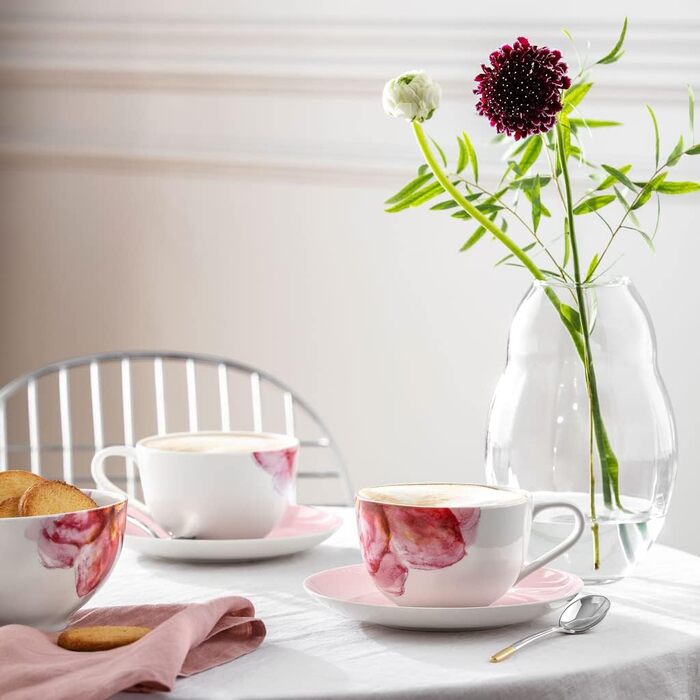 Ваза Villeroy & Boch Rose Garden Rosa 20 см – скляна ваза для квітів, прозора, для декору столу та дому